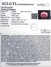 5.52 Ratti Natural new burma Ruby with Govt. Lab Certificate-(2331)
